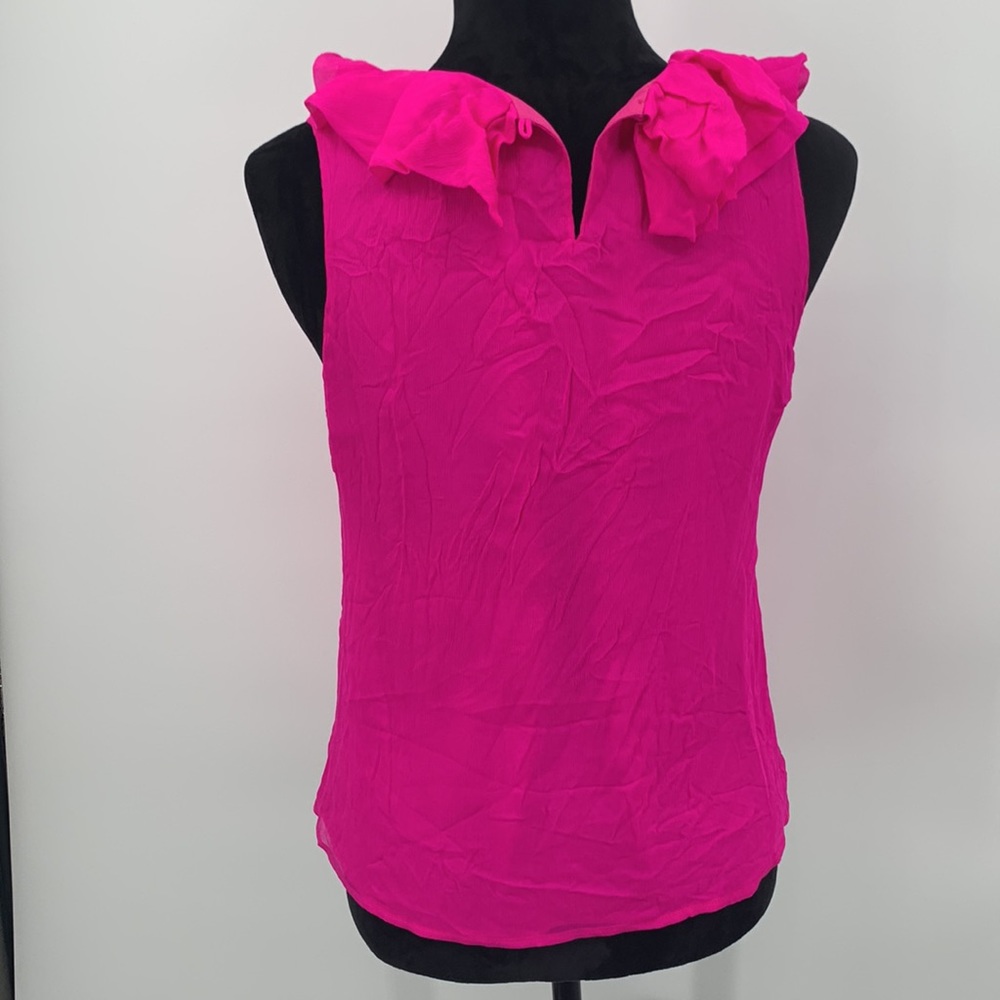 J. Crew top Tank size Small silk blouse Ruffle Collar - Picture 5 of 8